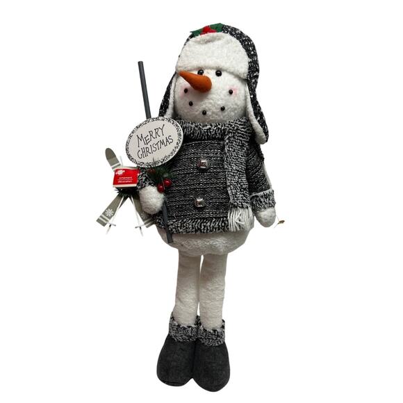 Christmas House Standing Skiing Snowman Merry Christmas Figure Decoration New - Picture 4 of 13